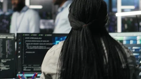 Data center software developer using artificial intelligence deep learning model Stock Footage 309120583