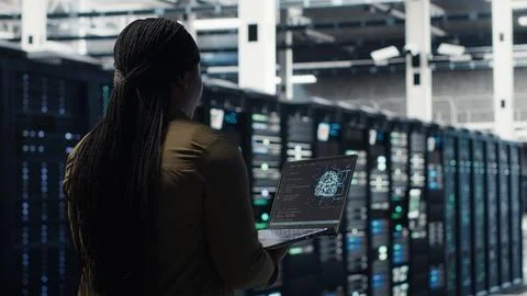 Data center software developer using deep learning tech to optimize operations Stock Photos