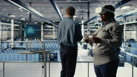 Data center software developers deploy machine learning software Stock Footage 314805178