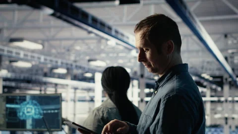 Data center software developers investigate neural networks configuration Stock Footage 314685946