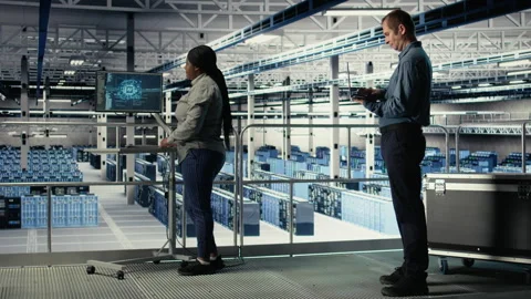 Data center software developers monitoring deep learning processes Stock Footage 314683239
