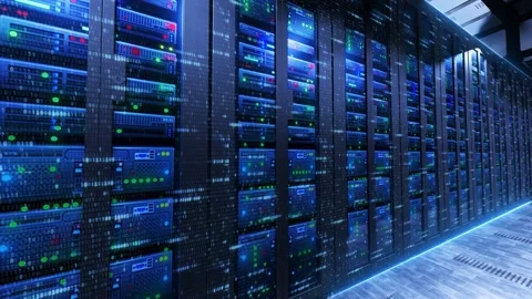 Data center storage server rack Stock Footage 343615309