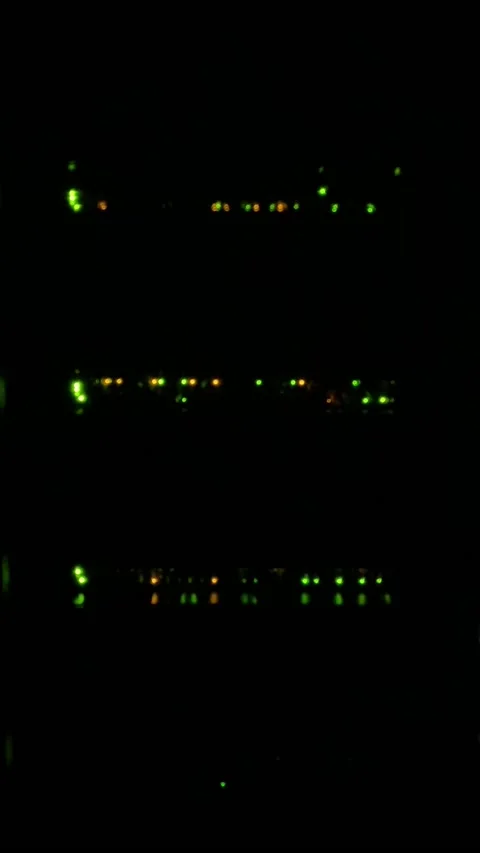 Data center switches lights fast blinking in dark Stock Footage 155486757