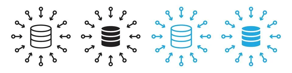 Data Center System Icons for Aggregating and Storing Big Data in Cloud Networ Stock Illustration