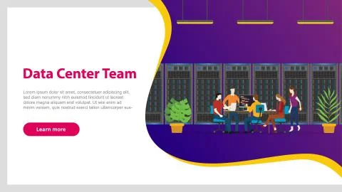Data center team concept for website template landing page - vector illustrat Stock Illustration