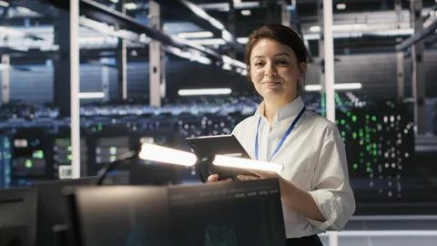 Data center team of technicians working on neural network software development Stock Photos