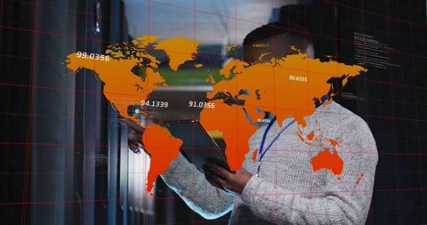 Data center tech holding tablet, pressing rack panel after tablet alert, Stock Footage 331789739