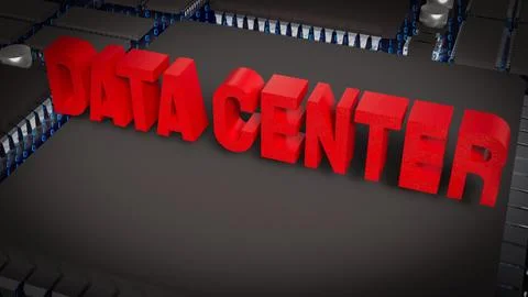 Data Center Technology Concept 3d render. Illustrazione stock