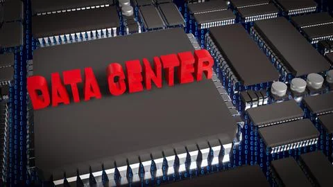 Data Center Technology Concept 3d render. Illustrazione stock