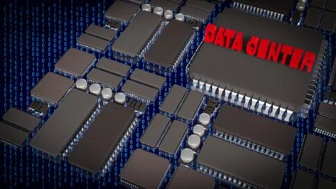 Data Center Technology Concept 3d render. Stock Illustration