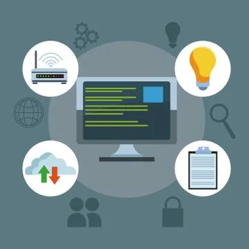 Data center technology icons Illustrazione stock