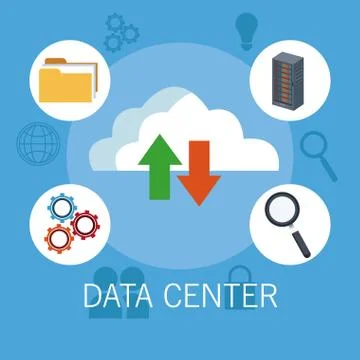Data center technology icons 库存插图
