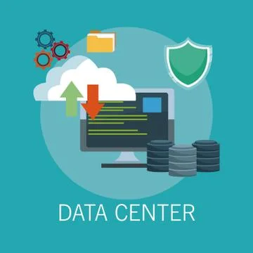 Data center technology icons Illustrazione stock