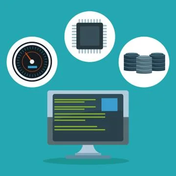 Data center technology icons Illustrazione stock