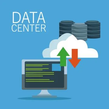 Data center technology icons Illustrazione stock