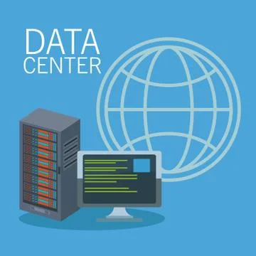 Data center technology icons 库存插图