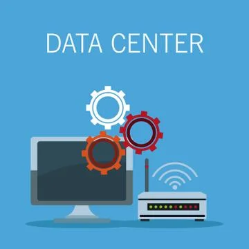 Data center technology icons 库存插图