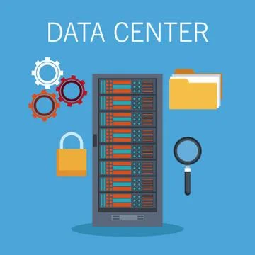 Data center technology icons 스톡 일러스트