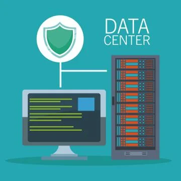 Data center technology icons 库存插图