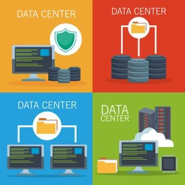 Data center technology 스톡 일러스트