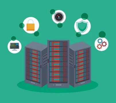 Data center technology Illustrazione stock