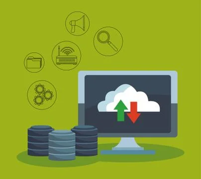 Data center technology Illustrazione stock