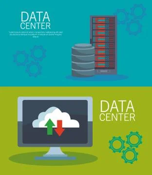 Data center technology 库存插图