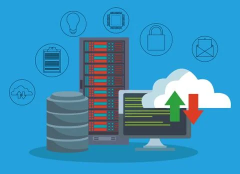 Data center technology Illustrazione stock