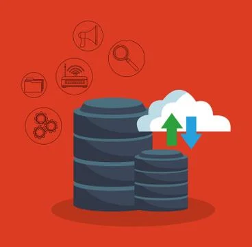 Data center technology Illustrazione stock