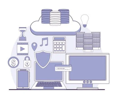 Data center technology Illustrazione stock