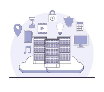 Data center technology Illustrazione stock