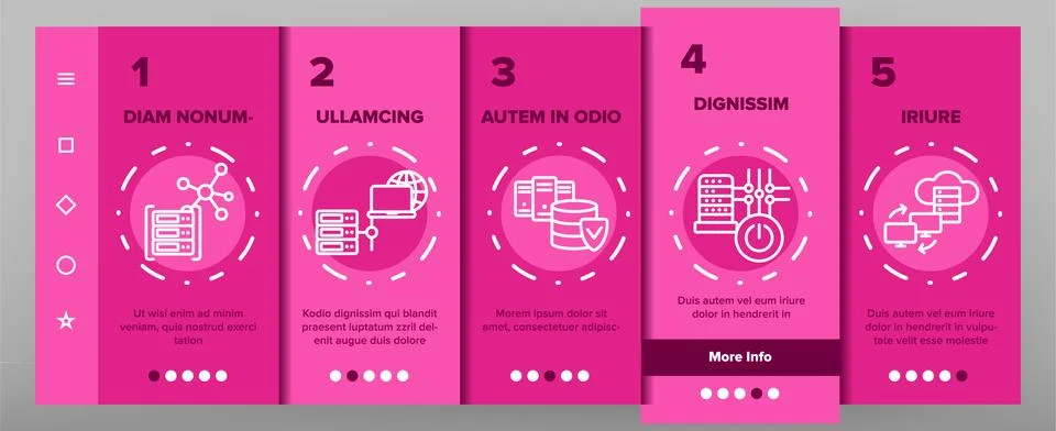 Data Center, Technology Onboarding Mobile App Page Screen Illustrazione stock