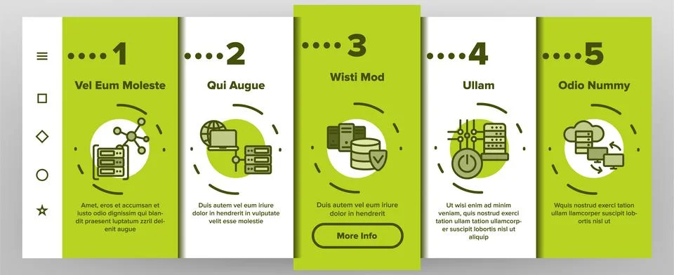Data Center, Technology Vector Onboarding Mobile App Page Screen Illustrazione stock