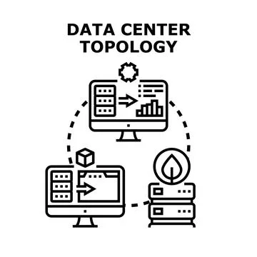 Data center topology and network computing visualization 스톡 일러스트