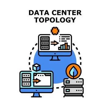 Data center topology and network computing visualization イラスト素材