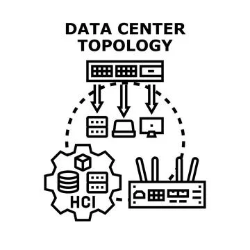 Data center topology with networking infrastructure concept Stock Illustration