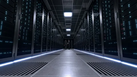 Data center two IT Engineers working Stock Footage 89987442