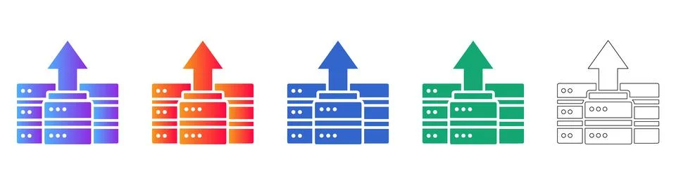 Data Center Upload Icons Set Иллюстрация