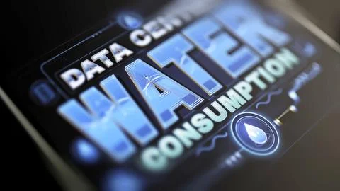 Data center water consumption touchscreen message Stock Photos