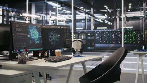 Data center workstation equipped with machine learning software Stock Footage 309619427