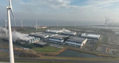 Data centers located in Eemshaven, artificial intelligience infrastructure Stock Footage 257462096