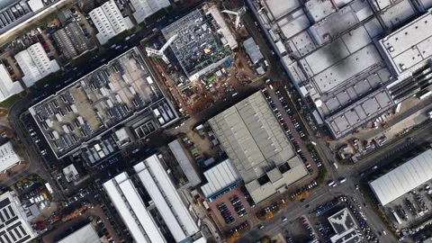 Data centers in Slough, England. Data facilities under construction. Stock Footage 320608655