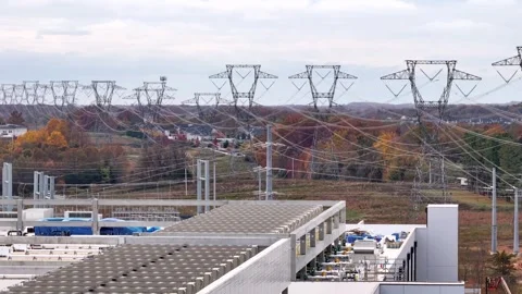 Data Centers use massive amounts of electricity - Yondr - Aldie, Virginia Stock Footage 290467835