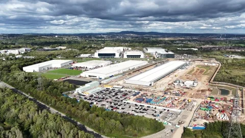 Data Centre Complex with Another Data Centre Under Construction Stock Footage 346500702