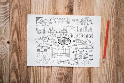Data centre engineering pencil hand drawn Stock Photos
