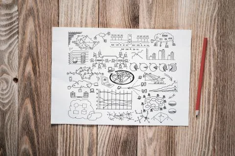 Data centre engineering pencil hand drawn Stock Photos