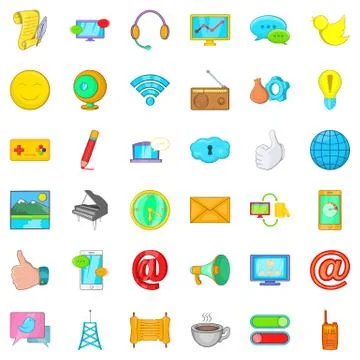 Data centre icons set, cartoon style Stockillustratie