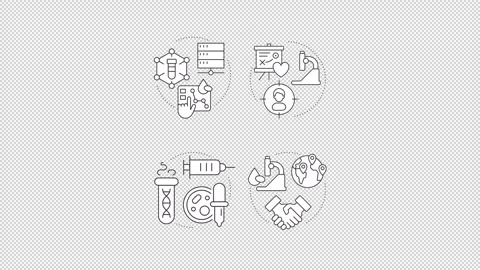 Data centric biotechnology line concept icons animation set Stock Footage 340576988
