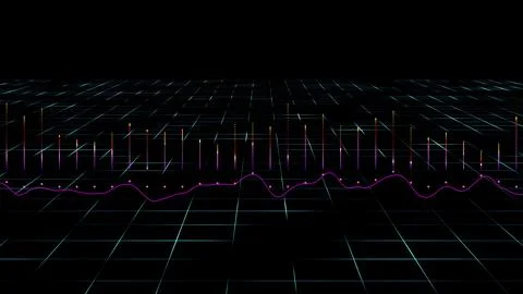 Data chart 3D. Big Data Information flow mesh design. Financial technological Stock Illustration