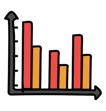 Data chart, bar graph doodle icon Stock Illustration